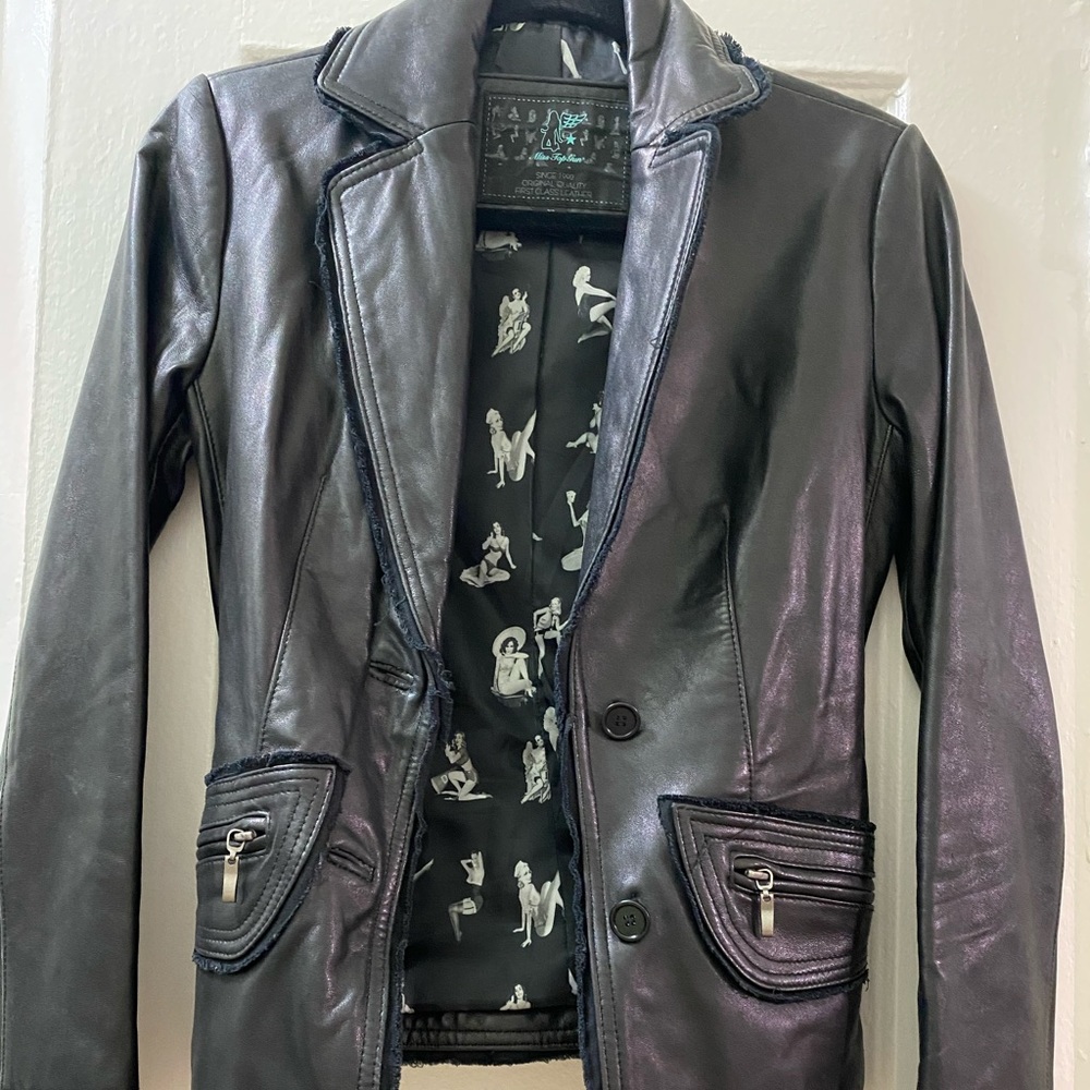 Leather black jacket XS